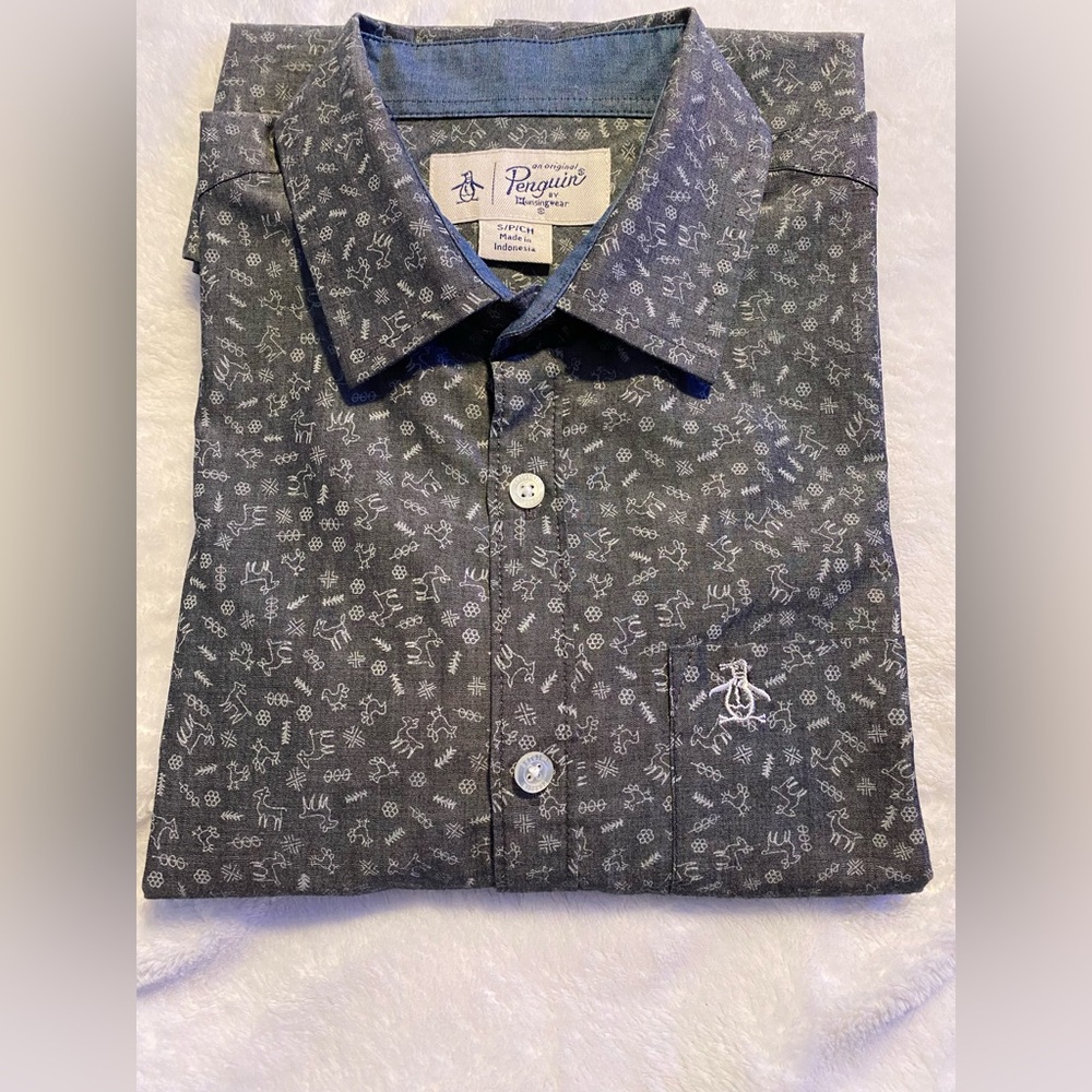 Original Penguin Dark Gray Patterned Button Down … - image 5